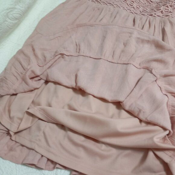 Revamped Dress Pink Lace Crochet Detail Summer Size L Midi Womens - Picture 6 of 11